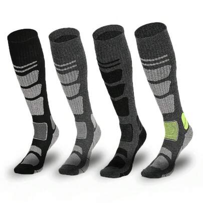 1 Pair Unisex Thick Warm Ski Socks For Outdoor Sports & Hiking