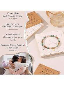 1pc Cross Bracelets For Women Christian Gifts - 4MM Beaded Cross Bracelet Inspirational Christmas Confirmation Baptism Birthday Gifts Natural Stone Bracelets Jewelry(The Bracelet Has A Circumference Of 18cm, And The Actual Product Will Have A Few More Beads Than The Picture ,There Are Some Differences Between The Card Font And The Picture So Please Be Cautious When Placing An Order)