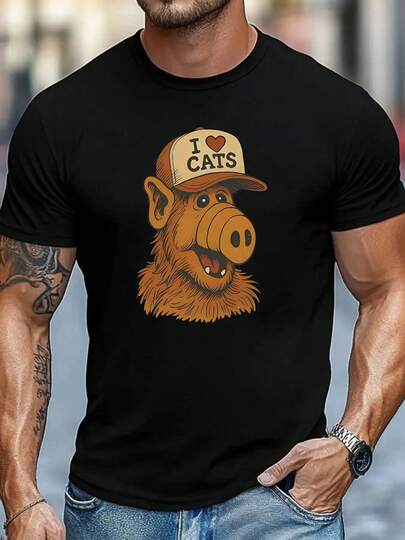 Retro-Shirt im 80er-Jahre-Vintage-Stil mit ALF, für Nostalgie-Liebhaber. Eine tolle Geschenkoption, dieses Herren Rundhals Kurzarmshirt ist stilvoll, lässig und bequem mit atmungsaktivem Stoff. GPTS