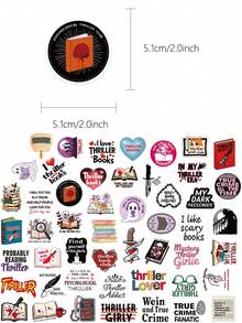 50 pegatinas de libros de terror para maletas, portátiles, álbumes de recortes, diarios, botellas de agua, cascos de guitarra, calcomanías DIY - Multicolor - Ver 2