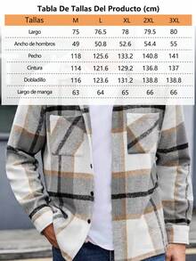 Chaqueta Camisa De Pana Hombre,Camisa Cuadros Hombre de Manga larga Solapa Casual y Versátil , con bolsillo utilitario, para otoño e invierno - Albaricoque - Ver 7