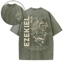 1 Pcs230g Double-Sided Washing, Giving Heart Printed T-Shirts, High-Quality Batik Cotton Vintage Fashion Brand T-Shirts, Men's T-Shirts, Beach Necessities, Summer T-Shirts, Holiday Gifts, Perfect Gifts. - xanh quân đội - Xem 6