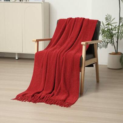 1 件纯色针织毯，北欧风格亚克力矩形办公室午睡沙发毯，空调毯，针织小毯子，披肩，盖毯，床围巾