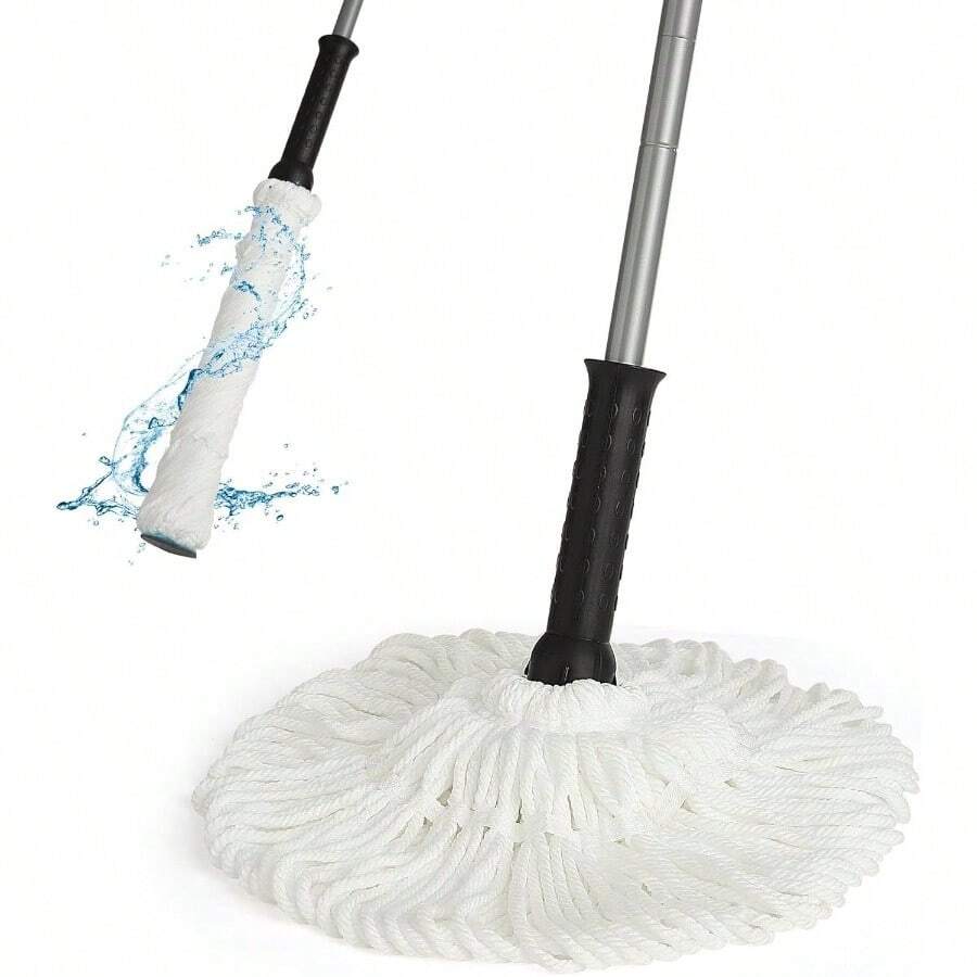 Twist Mop - Simple Easy Self - Wringing, 57 Long Handle, All Type Floors, Microfiber String Mops Cleans Dust Pet Hair, Quick Absorbs Spills On Floor, JX - 0001 White - trắng - Xem 1