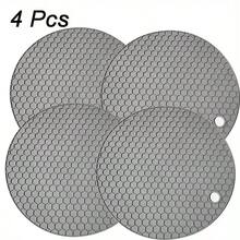1/4pcs Heat Insulation Round Honeycomb Silicone Placemat - Non-Slip Pot Holder, Easy To Clean, High Temperature Resistant Table Mat - For Home Kitchen Dining Table Decor - Suitable For Everyday Use - Perfect Gift For Housewarming - Multicolor - View 10