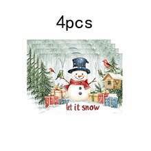 1 Stück/4 Stücke/6 Stücke/100 Stücke Weihnachtsbaum- und Schneemann-Vogelhaus gemusterte wärmeisolierende Tischware, maschinenwaschbare Polyester-Tischware, schützende Tischware, Mittelstück-Dekoration, tägliche Wohnzimmer-Dekoration, geeignet für Gruppenzusammenkunft-Dekoration - Verschiedenfarbig - Übersicht 14