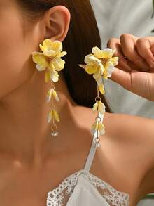 1 对优雅花卉吊坠耳环，适合女士佩戴，用途广泛，适合度假佩戴 - 多色 - 查看 19