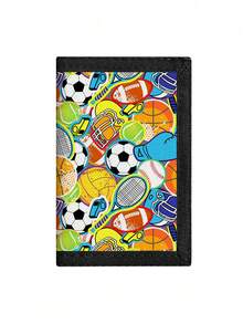 1pc Kids/Teens Tri-Fold Wallet, Cartoon Football Pattern, Zipper Pocket With Keychain Coin Purse Card Slots, Durable Polyester Material, Suitable For Daily Use, Christmas, Birthday Gift - Multicolor - View 12