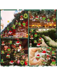 Set Of 36 Traditional Christmas Wooden Decorations, Lime Green And Red Holiday Tree Decorations, Holiday Wood Chip Tags, Christmas Tree, Home And Kitchen Decorations, Home Party Decorations, No Power Required Best Gift Birthday Graduation Home Decorations Christmas Decorations Room Decorations Christmas