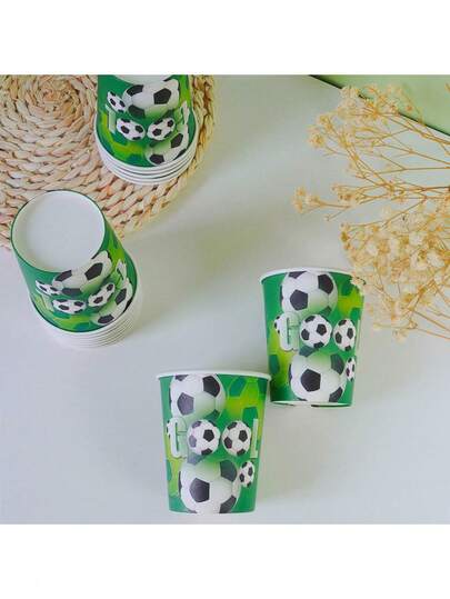 100/50/25/10 Pieces, Sports Series, Disposable Football Paper Cups, Ice Cream Cups, Popcorn Boxes, Food Containers, Suitable For Home Kitchens, Restaurant Takeout, Picnic Parties, Kitchen Supplies, Food Packaging Materials, Disposable Bowls, Birthday Party Utensils, Leak Proof, Suitable For Lunch, Baking