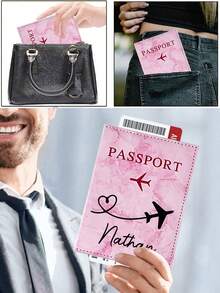 1. Customized Passport Holder, Available In 5 Colors, Can Be Customized With Name And Ticket Holder, Unisex, Can Be Used As Wallet Or Passport Cover, Marble Pattern, PU Leather Material, Luxury Passport Holder For Honeymoon Travelers, Essential For Flight Travel, Perfect Gift For Family And Friends - Multicolor - View 5