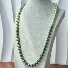 10mm Morandier Mixcolor Tahitian Pearl Necklace, Peacock Green Black Gray, Fashion Minimalist Necklace For Women, Suitable For Daily Wear And Valentine's Day Gift, Comes With Elegant Gift Box Packaging,Mom,Mother,Mother's Day,Gift