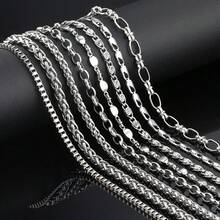 1m 304 Stainless Steel Jewelry Chain, Multi-Style DIY Bracelet Necklace Accessories, Rust-Proof Decorative Chain For Clothing - Stainless Steel Chain - View 4
