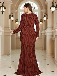 XUIBOL Váy cưới cho mẹ cô dâu tay ngắn sang trọng, trang trọng (Đính kèm nhiều họa tiết) - Rỉ Nâu - Xem 3