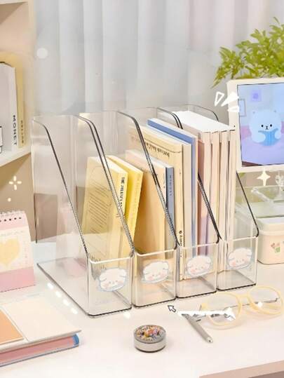 1pc Multi-Functional Desktop Book Stand - Holds Upright, Transparent Storage Box With Multi-Grid Design, Portable Document Organizer For Office, Study, And Home Use - Space-Saving, Durable, And Easy To Assemble