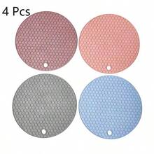 1/4pcs Heat Insulation Round Honeycomb Silicone Placemat - Non-Slip Pot Holder, Easy To Clean, High Temperature Resistant Table Mat - For Home Kitchen Dining Table Decor - Suitable For Everyday Use - Perfect Gift For Housewarming - Multicolor - View 17