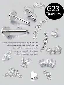 2pcs 16G G23 Titanium Tragus Conch Helix Piercing Jewelry Internally Threaded Flat Back Cartilage Earrings Forward Helix Earrings Medusa Labret Piercing Jewelry For Women Men Gold 6MM 8MM - Lip Stud - View 12