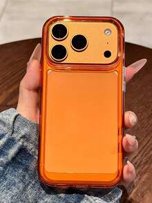 Luxury Transparent Shockproof Armor Case Compatible With IPhone 16 15 14 13 12 Pro Max 17 Pro Max 17 Air 16E 11 Plus Clear Bumper Acrylic Cover - Orange - View 3