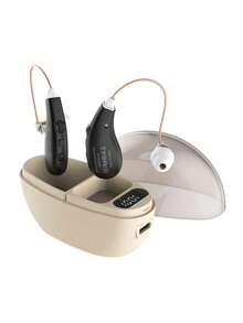 2PCS 中老年人充电式助听耳机，带充电仓电量显示，声音放大器，左右耳辅助助听耳机。