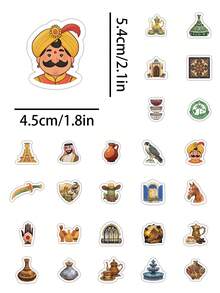 50 PIEZAS/PAQUETE Pegatinas de vinilo de la cultura de Oriente Medio, suministros para scrapbooking, útiles escolares lindos, accesorios de escritorio, regalo encantador para decorar el escritorio, manualidades, diario y proyectos