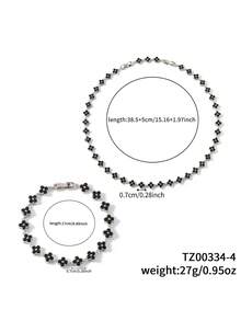 Bộ 2 chiếc vòng tay và vòng cổ bằng đồng Cubic Zirconia hình cỏ ba lá, thích hợp làm quà tặng cho phụ nữ, đeo hàng ngày - Cỏ bốn lá - Xem 18