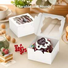 3 قطع/6 قطع/12 قطعة علبة كيك مع نافذة شفافة، علبة مافن، علبة تغليف كب كيك ورقية، علبة طلب الخبز، علبة تارت، علبة معجنات، علبة تغليف بسكويت وكيك، علبة مافن، علبة معجنات، كيك بشكل نجمة الثلج - أبيض - مشاهدة 4