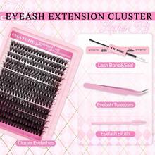 224/252/280 Clusters Of False Eyelashes, D Curl, 50D/60D/80D/100D Strands, 12-18mm, Long-Lasting, Fine, Ultra-Light False Eyelash Tool Set, Dense Eye-Enhancing Tool Set, Suitable For Weddings, Christmas Parties, Travel, Daily Wear, Eyelash Extensions, Beginner Makeup Segmented Eyelashes. - Multicolor - View 6