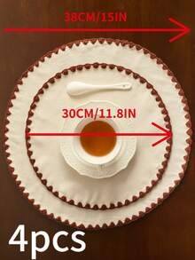 1/4/6/12 件白色刺绣圆形餐垫，日式简约风格，适用于家庭厨房、餐桌装饰，可水洗和重复使用，非常适合节日、派对、生日、婚礼、晚宴