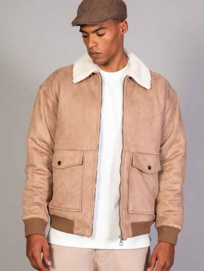 Herren Hochwertige Spezialtextil Herbst/Winter Mode Regeljacke mit Fellkragen