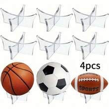 4pcs Acrylic Ball Display Stands - Durable Cross Design Holders For Soccer, Basketball, Football, Rugby - Waterproof And Sturdy PMMA Material - Ideal For Sports Memorabilia Cabinets, Sports Equipment Storage | Clear Acrylic Stands | Solid Structure For Ball Display, Tabletop Display Base, Room Decor, Office Desk Accessories, Organizers, Bedroom Decor, Party Supplies, Sports Accessories, Basketball Accessories - Multicolor - View 12