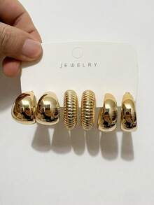 4/6/16 buc cercei stud minimalisti de înaltă calitate, placați cu UV CCB din rășină, set de cercei rotunzi în formă de C, cercei placați pentru femei noi, bijuterii hip-hop, cercei geometrici, purtare zilnică, cadou pentru prietenă/familie/prieteni - Aur - Vizualizare 11