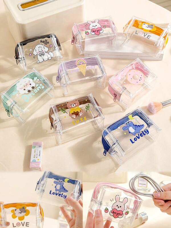 Monedero lindo, organizador de cables mini, bolsa de almacenamiento de accesorios para el cabello, embrague de PVC transparente portátil, bolsa de cosméticos INS, mini billetera, billetera pequeña, billetera linda, monedero para mujer