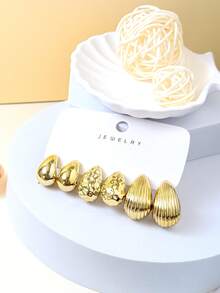 6-12 件/套时尚优雅金色和银色耳环，适合日常佩戴、度假、休闲、派对、情侣 - 金+銀色 - 查看 3