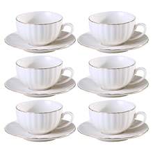 Porcelain Tea Cups And Saucers With Gold Trim , British Coffee Cups, Tea Cup Set, Porcelain Tea Set, Cappuccino Cups, Latte Cups,White Tea Cup Set For Women Home Kitchen Office Coffee Shop Tea Party - White - View 1