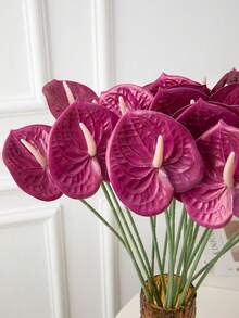 1 bông hoa loa kèn hồng môn nhân tạo (màu tím) dùng trang trí bàn tiệc cưới, văn phòng, khách sạn - Màu tím - Xem 5