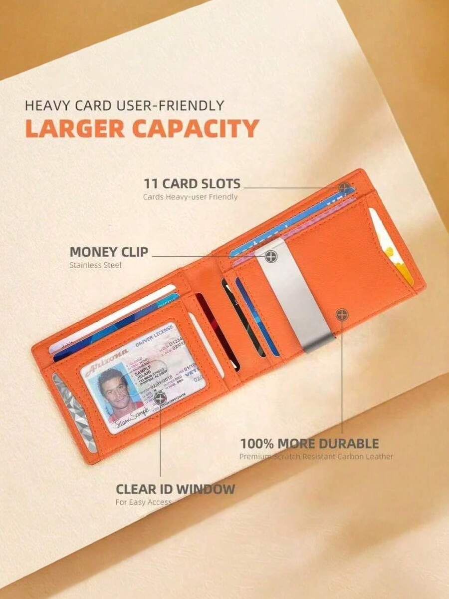 HOVI'S Porte-cartes minimaliste classique, portefeuille fin et portable pour cartes et espèces, porte-monnaie multifonction