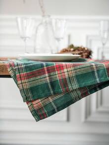 American Pastoral Style Green Plaid Rectangular Towel, Suitable For Daily Use, Festivals, Parties, Birthdays, Dining Tables, All Seasons - Green - View 5