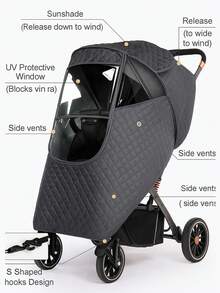 1 件婴儿推车雨罩，婴儿推车雨衣，秋冬 - 彩色 - 查看 2