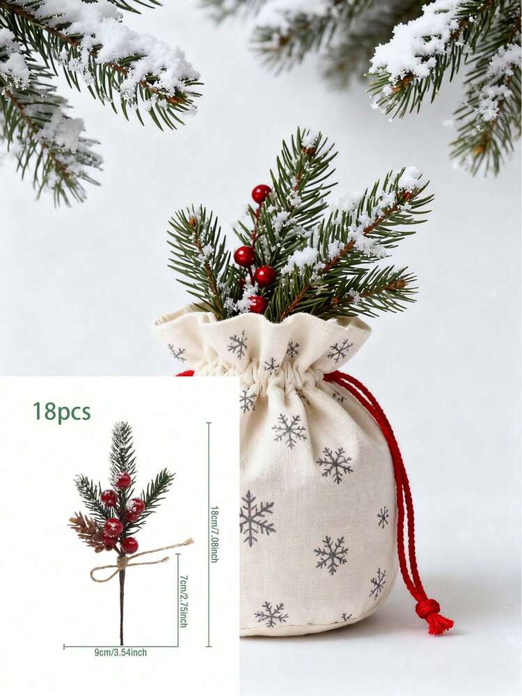 3 件人造松果和松针花束，圣诞派对假植物装饰 - 彩色 - 查看 11