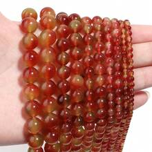 1颗4/6/8/10毫米天然橙红色玉珠，珠宝制作材料，适用于女性手链、项链、工艺品、吊坠、装饰品 - 橘紅色 - 查看 3