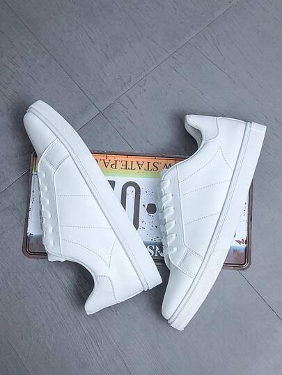 Men's Fashion Casual Sneakers, Minimalist Sports Shoes, White Trainers