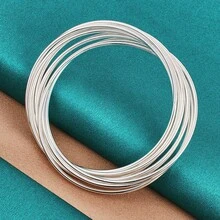 925 Sterling Silver Plated Ten Circles Bangles For Women Wedding Party Charm Fine Jewelry - Silver - View 1