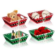 4pcs Christmas Gift Basket Set - Santa Claus Belt Cardboard Basket Bags, Christmas Party Favor Packaging Supplies, Christmas Candy Bags, Christmas Tree Baskets, Christmas Gift Bags, Christmas Gift Boxes - Multicolor - View 4