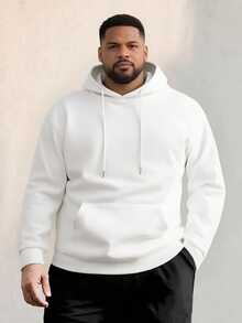 New Plus Size Men's Printed Drawstring Hoodie Sweatshirt, Autumn/Winter - White - View 2