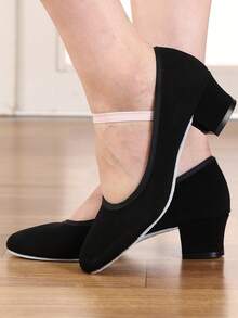 帆布弹力带鞋、教师鞋、舞蹈鞋、练习及演出舞蹈鞋 - 黑色 - 查看 2