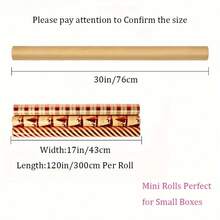 1/3 卷圣诞包装纸 - 红色条纹、圣诞树和驯鹿、格子 - 每卷 17 英寸 * 120 英寸 - 圣诞礼盒、礼品派对圣诞包装纸卷，3 种设计 - 彩色 - 查看 2