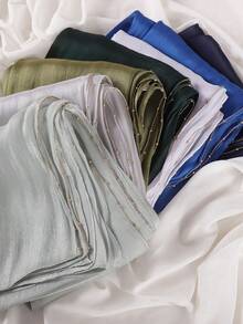 女士柔软欧根纱闪光穆斯林头巾披肩，秋冬新品 - 彩色 - 查看 8