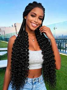 高品质时尚假发，全蕾丝编织头带假发，独特的玉米辫发型，手工编织假发尾，非常适合女王风格的时尚穿着