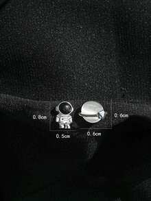 1對時尚銅宇航員裝飾耳釘適合女士日常裝飾 - 銀色 - 查看 4