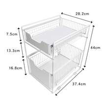 Sliding Cabinet Basket Pull Out Organizer Drawer, Kitchen Kitchen Cabinet Organizer, Sink Organizer Under Sink Cabinet Storage Rack For Kitchen Countertop Pantry Bathroom - 37.4*26.5*44cm - 白色 - 查看 7